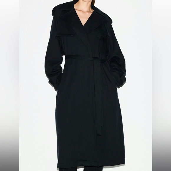 SKIMS Boyfriend Fleece Oversized Trench Coat Onyx Black Size 2X NWT - Picture 5 of 13
